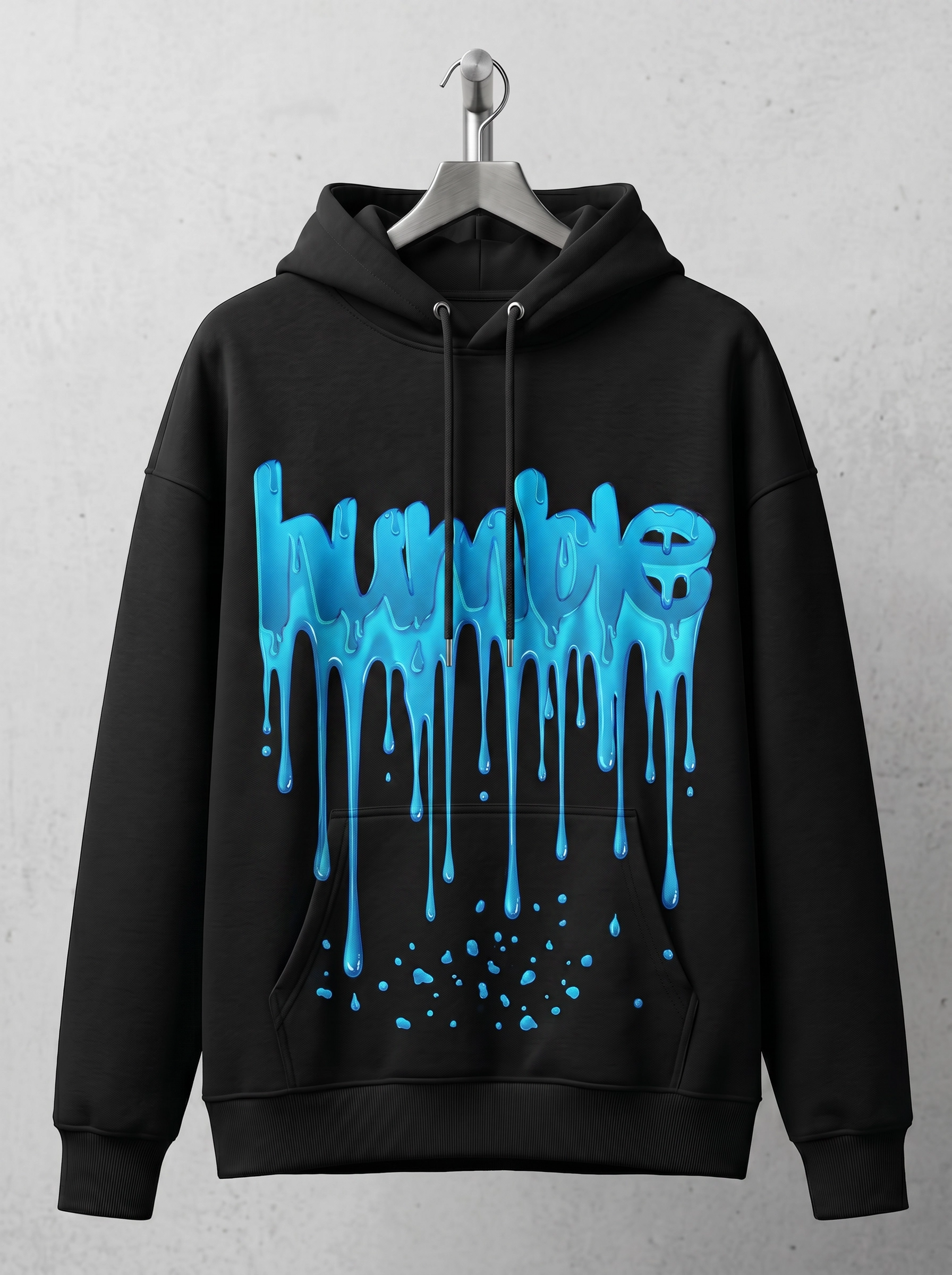Humble Pure Drip Hoodie — clean cyan drip graphic